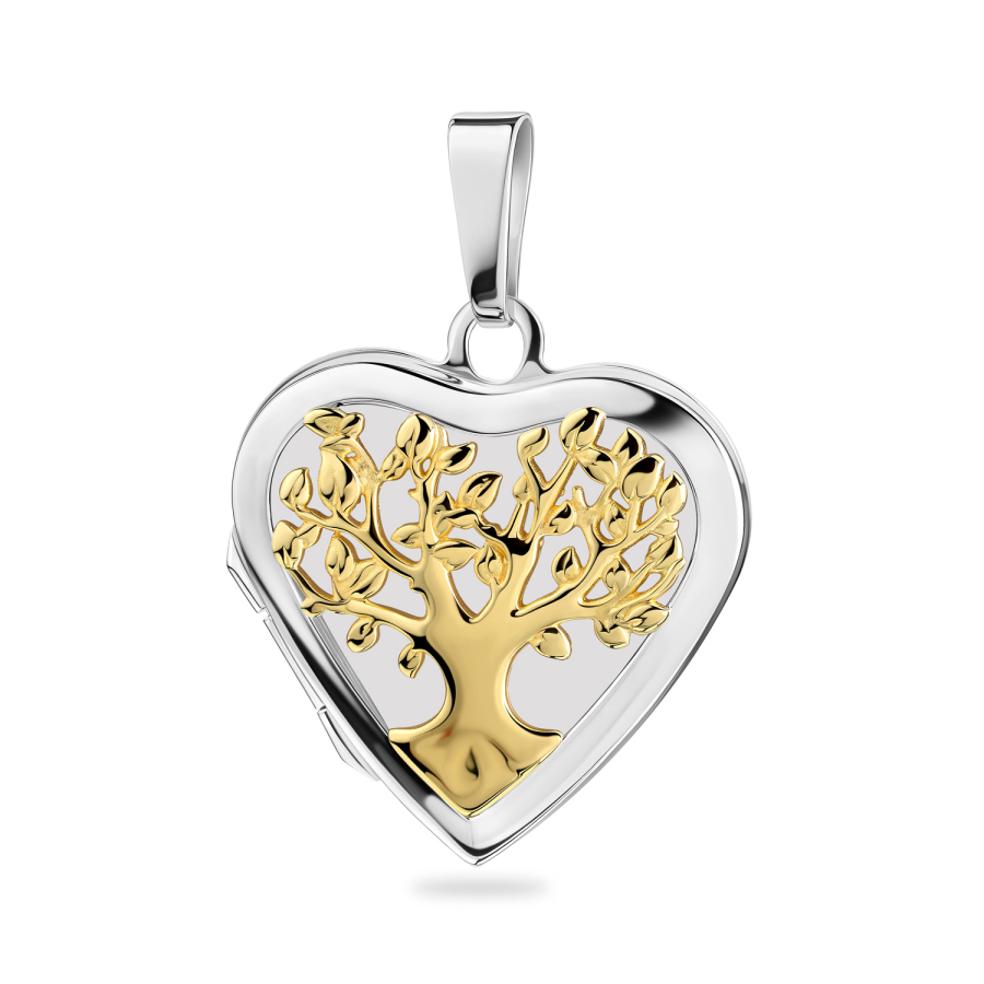 Medaillon Herz Lebensbaum Bicolor Silber 925/000 teilvergoldet