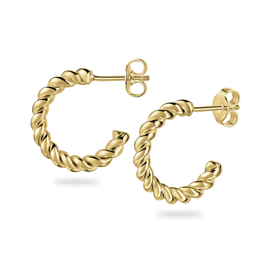 Ohrstecker Creolen twisted 18mm Silber 925/000 vergoldet