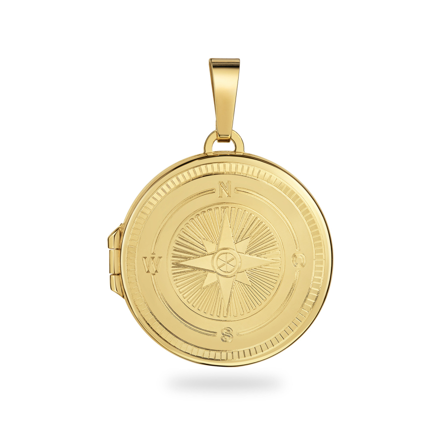 Medaillon Motiv Kompass Ø21mm Silber 925/000 vergoldet
