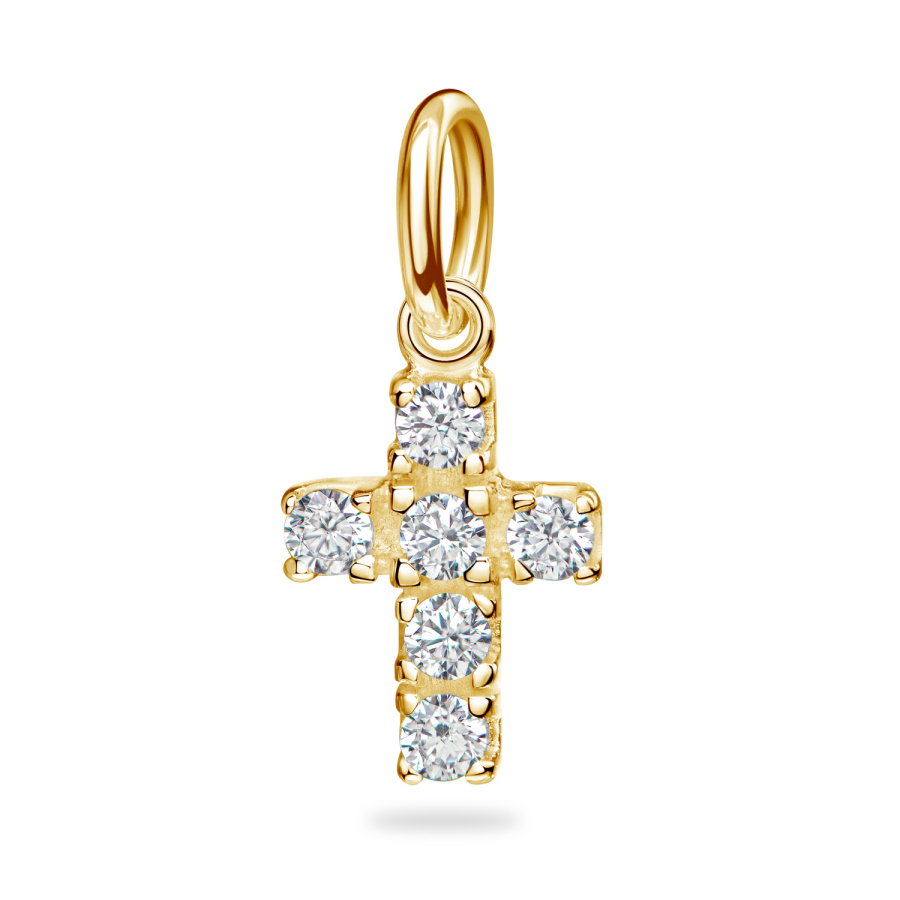 Anhänger Kreuz mit 6 Zirkonia Silber 925/000 vergoldet