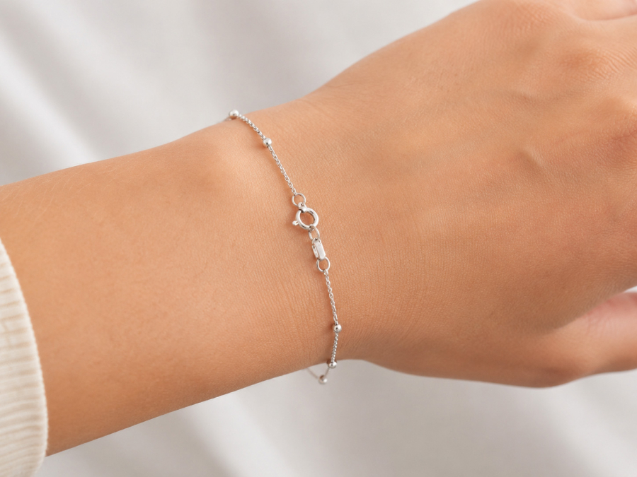Ankerarmband mit 2mm Kugeln 17/19cm Siber 925/000