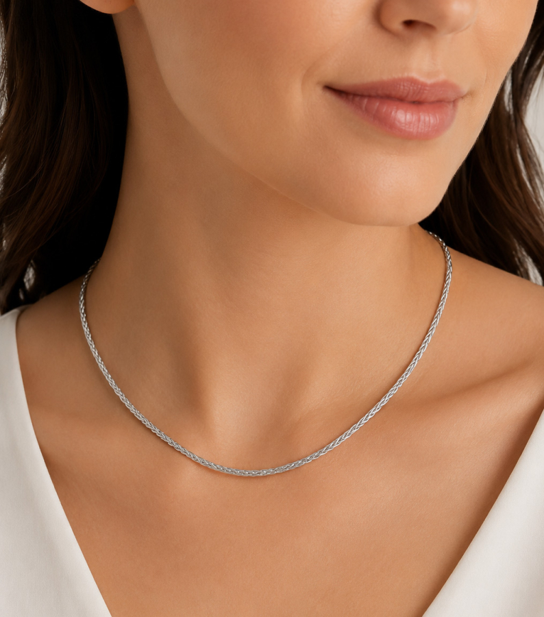 Zopfkette dreifach 4-seitig diamantiert 1,6mm breit Silber 925/000