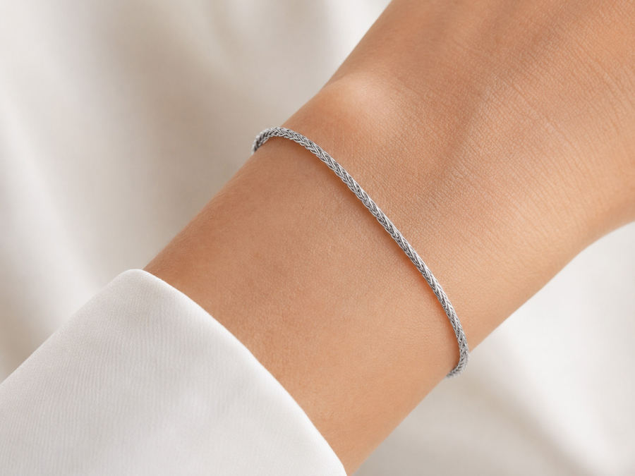 Zopfarmband dreifach 4-seitig diamantiert 1,6mm breit Silber 925/000