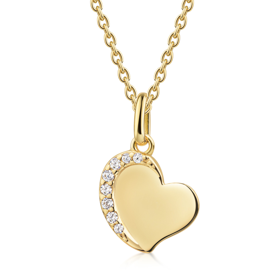 Collier Herz 45/42cm mit 8 Zirkonia Silber 925/000 vergoldet