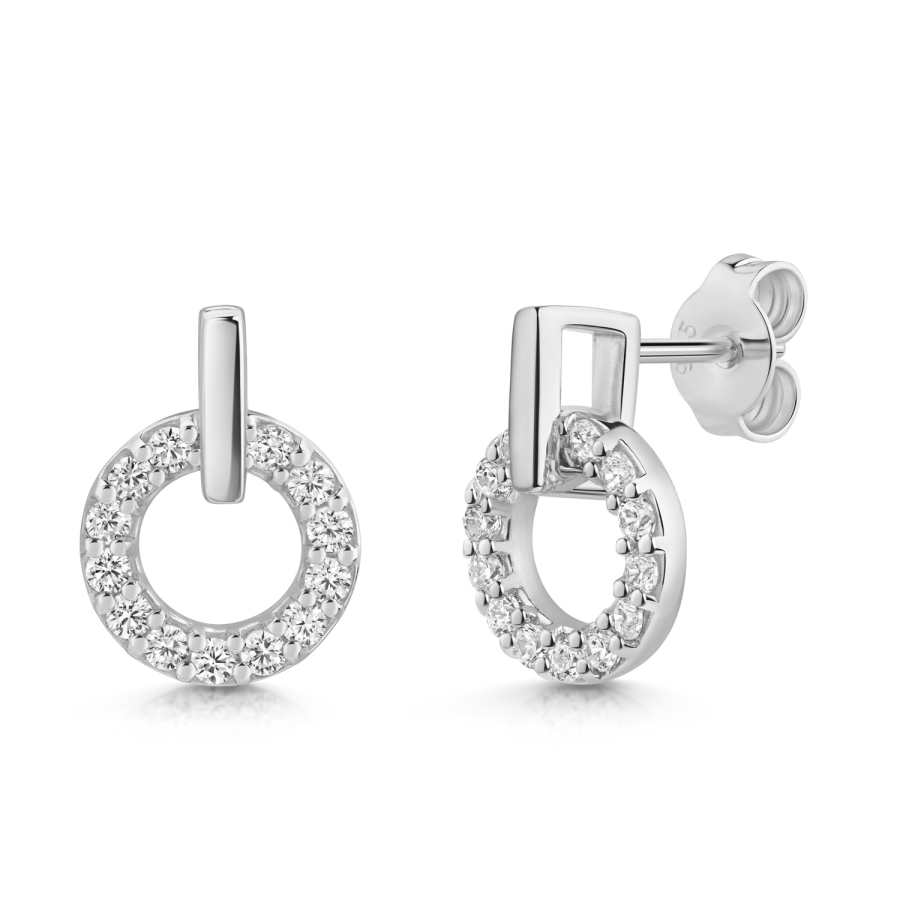 Ohrstecker Donut mit 28 Zirkonia Silber 925/000 rhodiniert