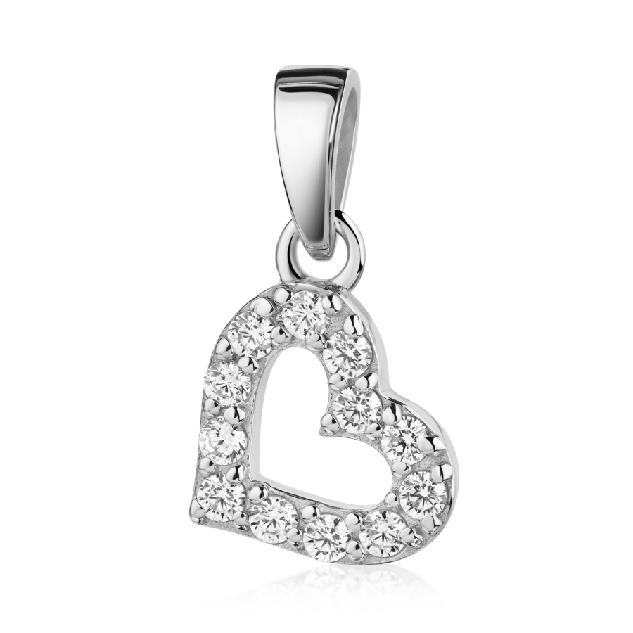 Anhänger Herz 12 Zirkonia Silber 925/000 rhodiniert