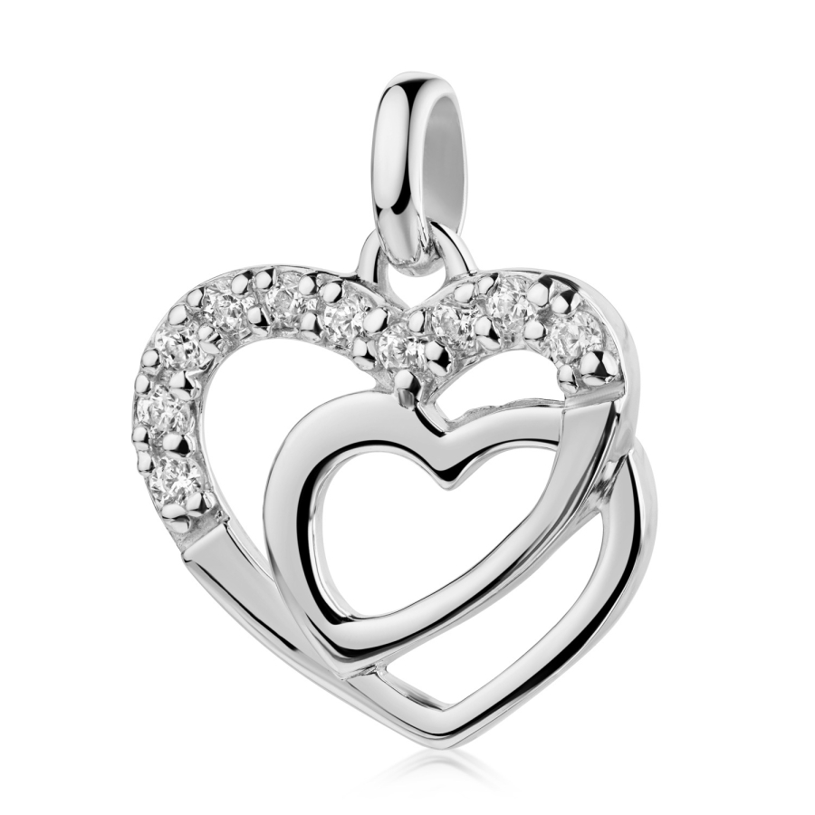 Anhänger Herzen 10 Zirkonia Silber 925/000 rhodiniert