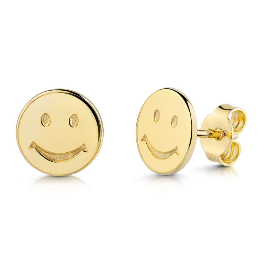 Ohrstecker Smile-Gesicht Ø 9mm Silber 925/000 vergoldet