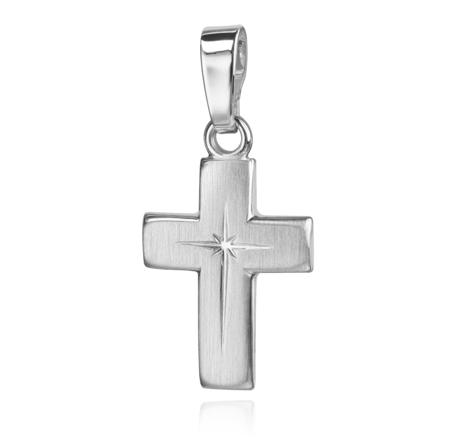 Anhänger Kreuz 15mm matt/diamantiert Silber 925/000