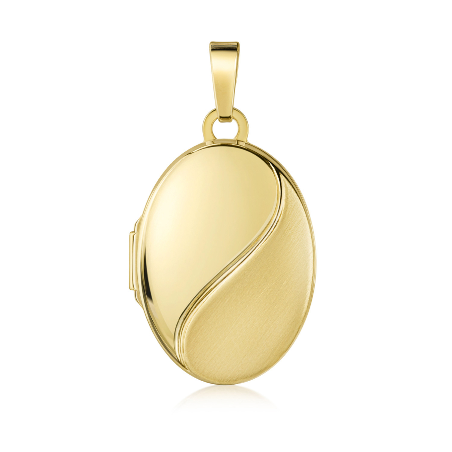 Anhänger Medaillon oval 14x18mm teilmatt Silber 925/000 vergoldet