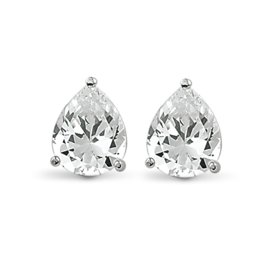 Ohrstecker Zirkonia Tropfenform 8mm Silber 925/000 rhodiniert