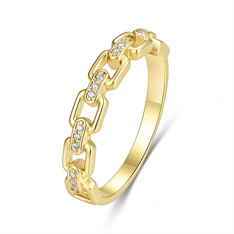 Damenring Silber 925 mit 15 Zirkonia, vergoldet