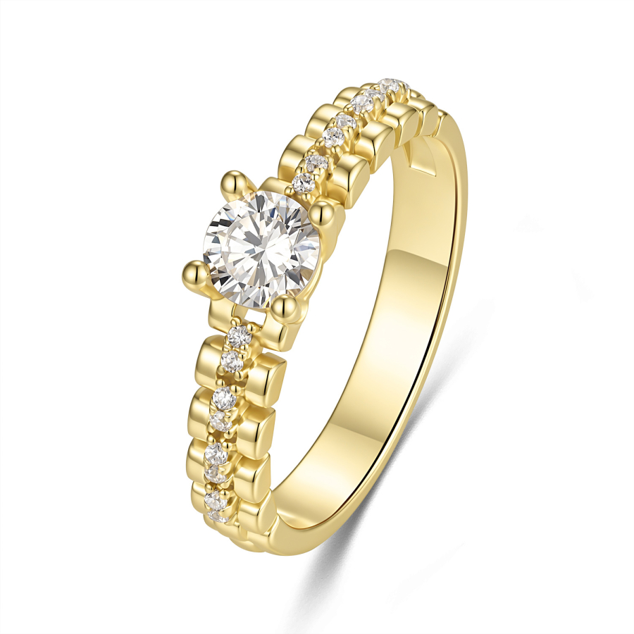 Damenring Silber 925 mit 17 Zirkonia, vergoldet