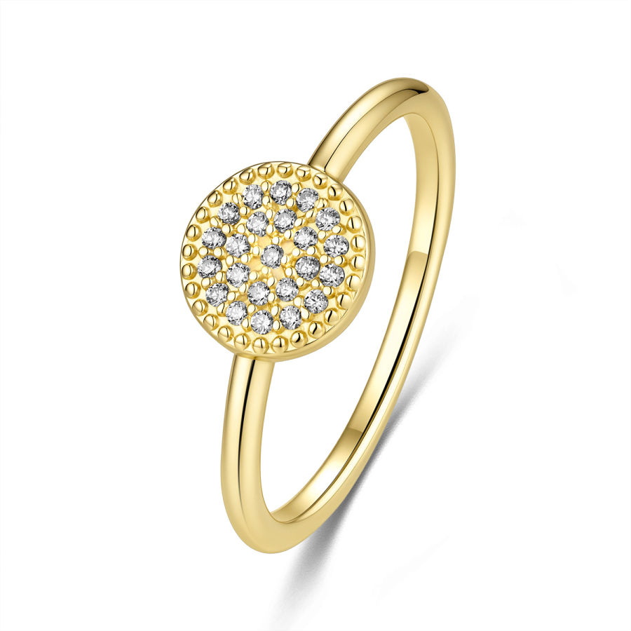Damenring Silber 925 Dot mit 23 Zirkonia, vergoldet