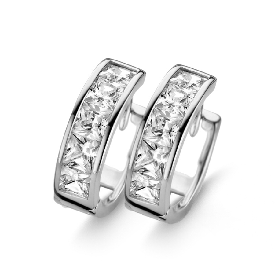 Klappcreolen Zirkonia 17/5mm Silber 925/000