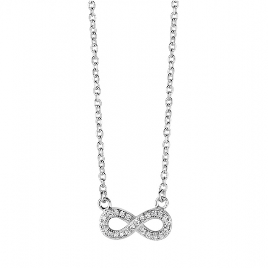 Collier Infinity mit 23 Zirkonia Echt Silber 925/000