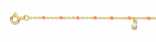 Armband 3 Zirkonia / Perlen orange Silber 925/000 vg.