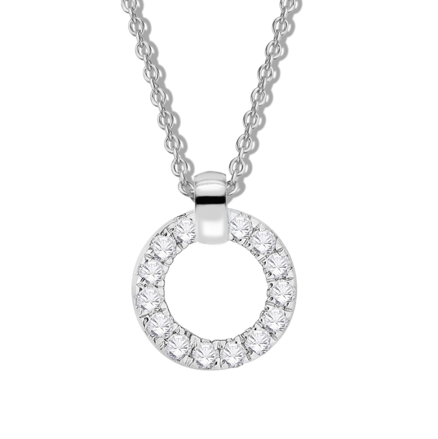 Collier mit 14 Zirkonia Silber 925/000 rhodiniert