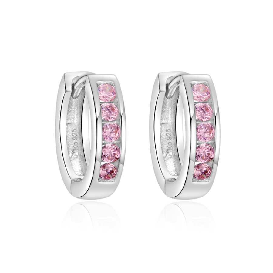 Klappcreolen 12mm mit 10 Zirkonia rosé Silber 925/000