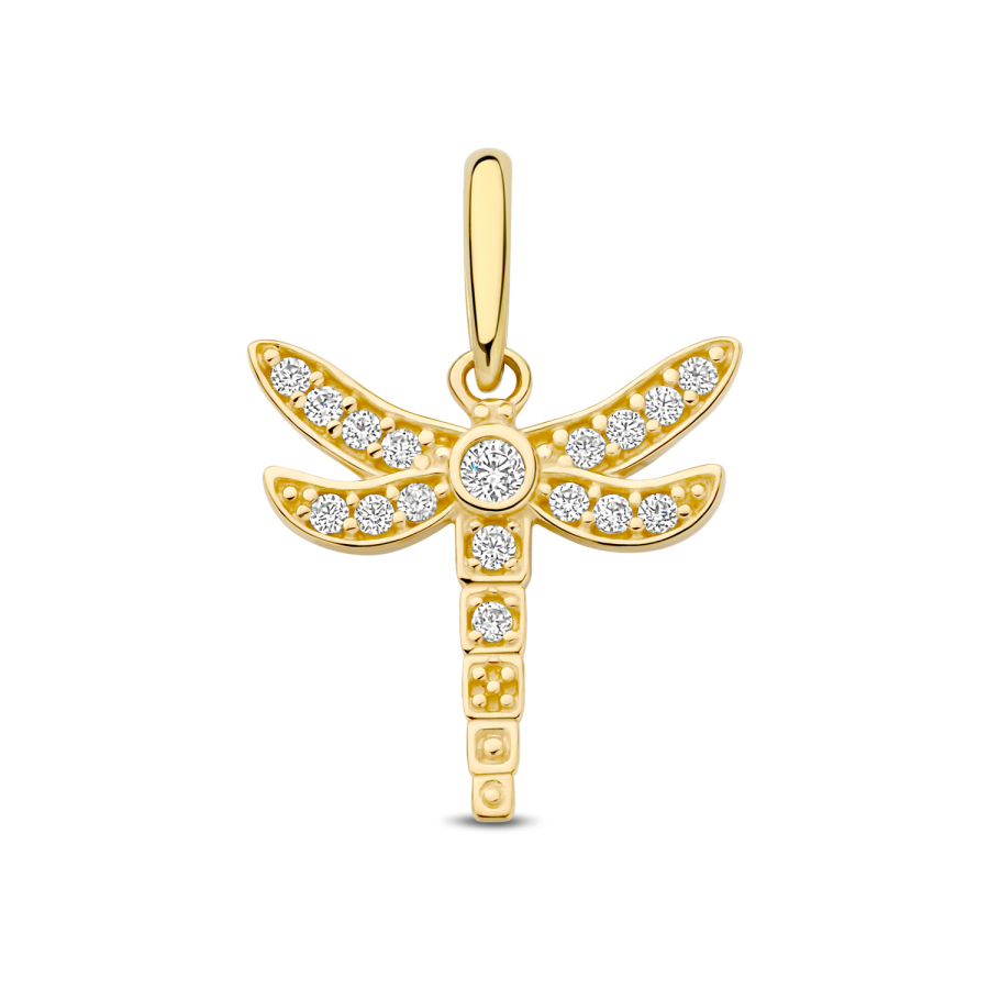 Anhänger Libelle mit 17 Zirkonia Gold 585/000