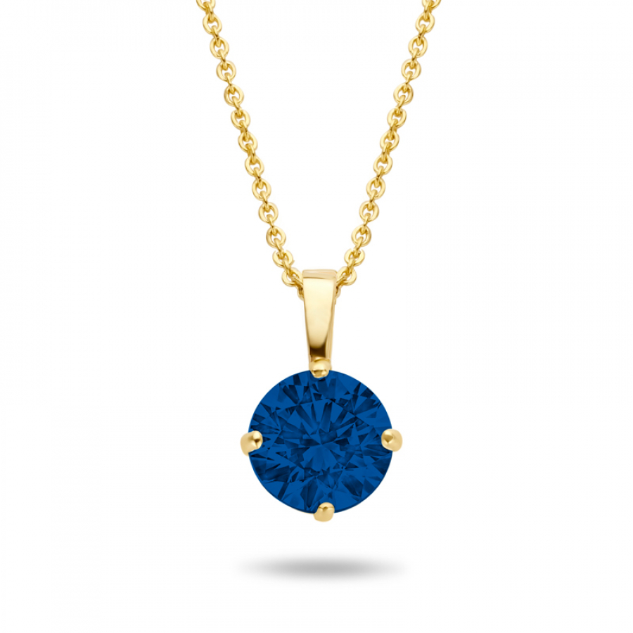 Collier mit Anhänger Zirkonia blau 4 mm Gold 585/000