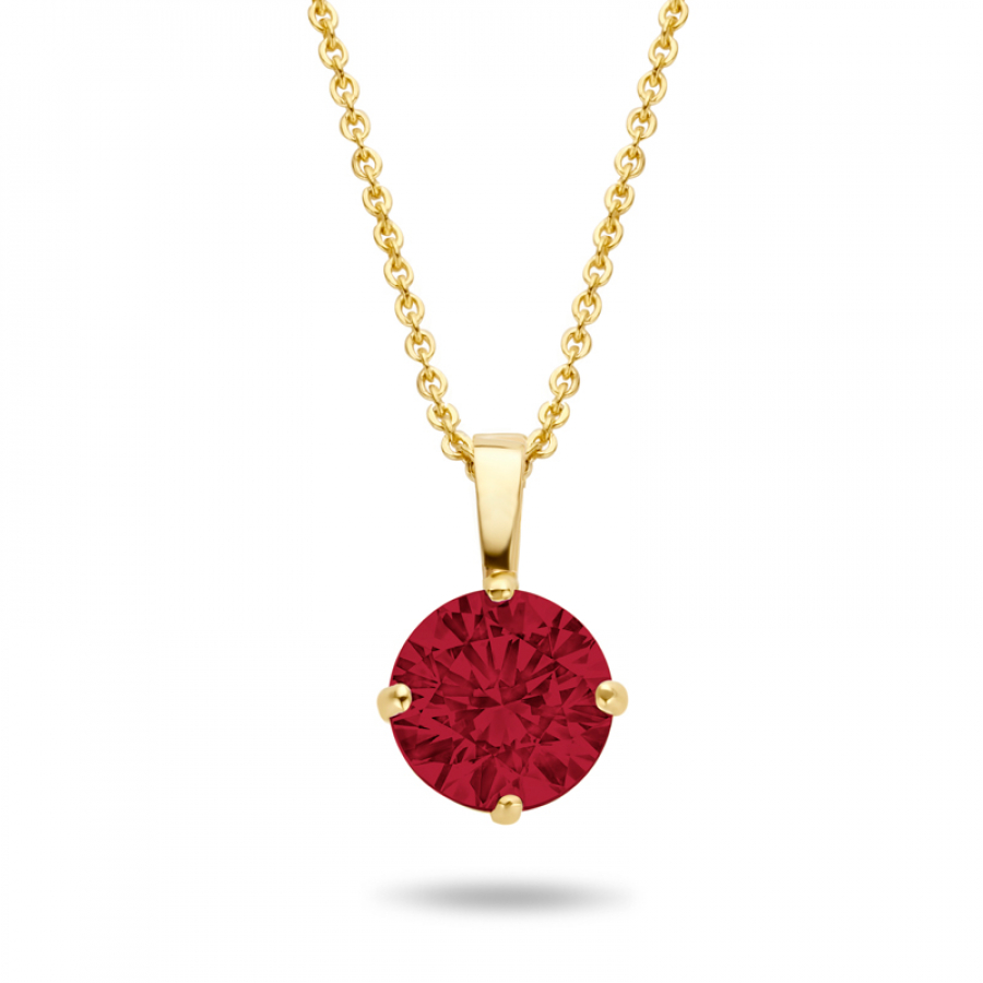 Collier mit Anhänger Zirkonia rot 4 mm Gold 585/000