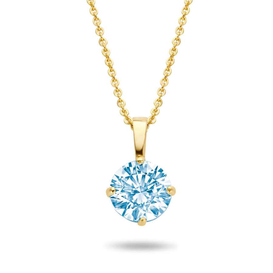 Collier mit Anhänger Zirkonia aqua 4 mm Gold 585/000