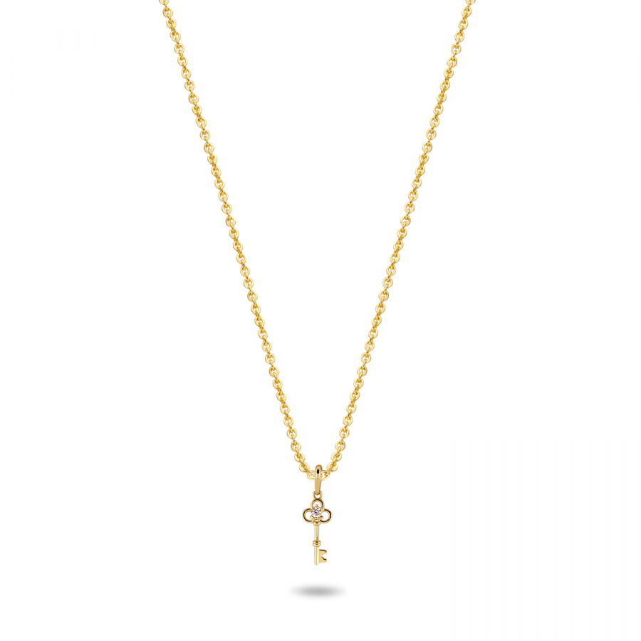 Collier Anhänger Schlüssel mit Zirkonia Gold 585/000