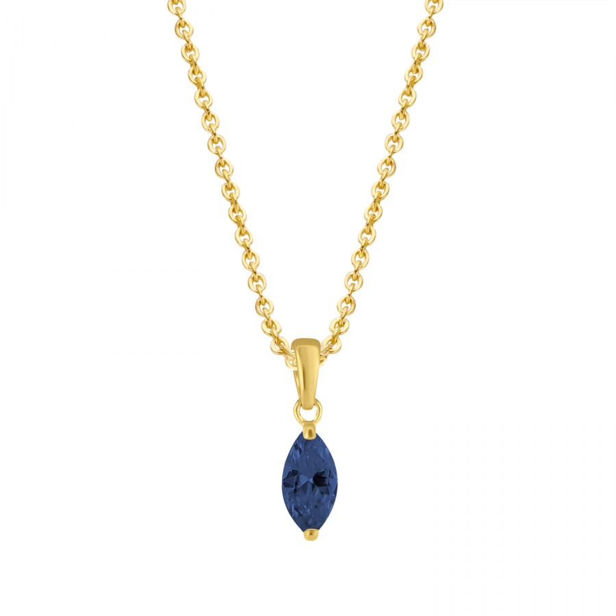 Collier Anhänger Zirkonia blau Gold 585/000