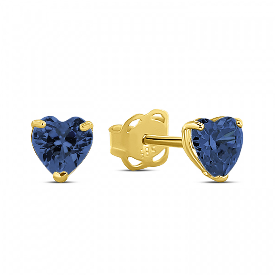 Ohrstecker Herz Zirkonia blau Gold 585/000