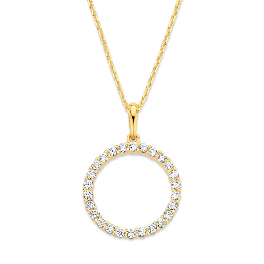 Collier mit Anhänger Kreis 26 Zirkonia Gold 585/000