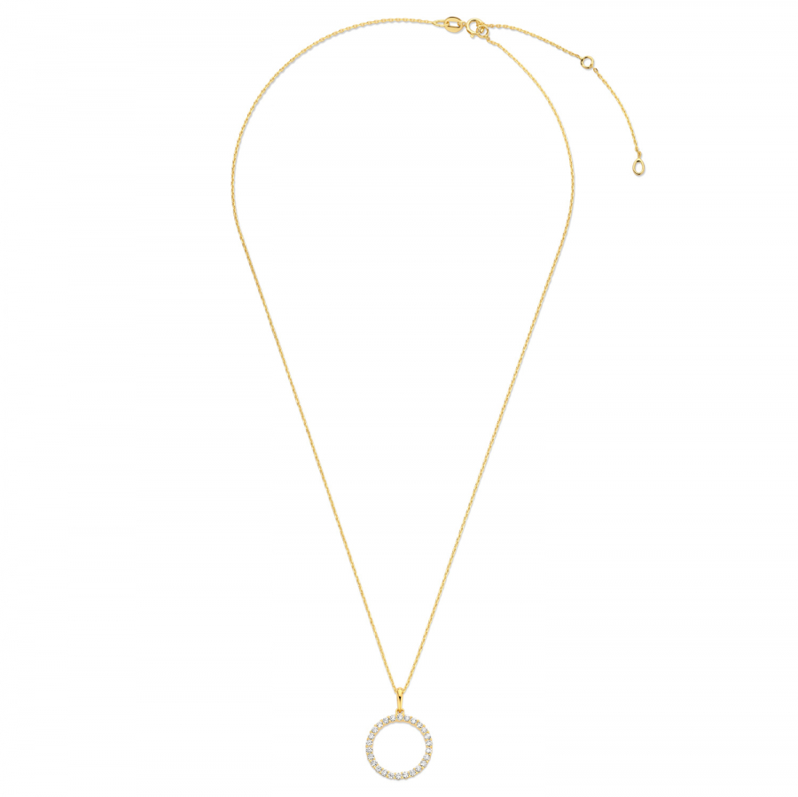 Collier mit Anhänger Kreis 26 Zirkonia Gold 585/000