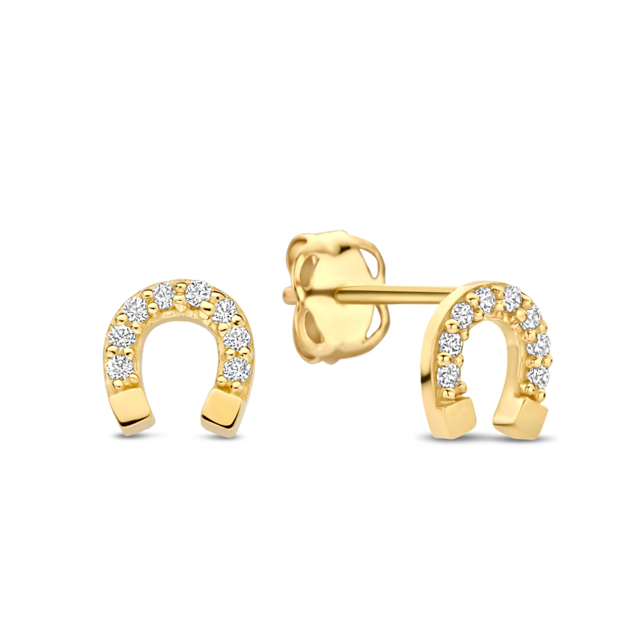 Ohrstecker Hufeisen mit 16 Zirkonia Gold 585/000