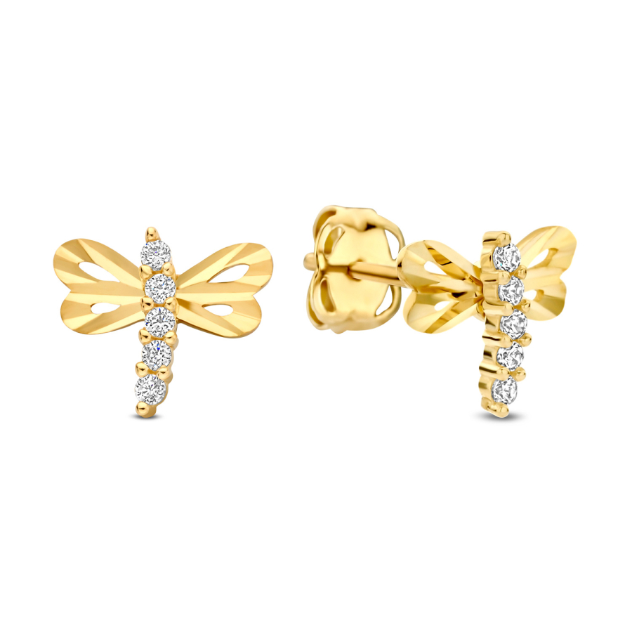 Ohrstecker Libelle 10 Zirkonia Gold 585/000
