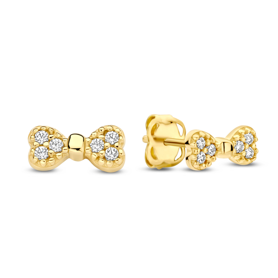 Ohrstecker Anzugfliege 12 Zirkonia Gold 585/000