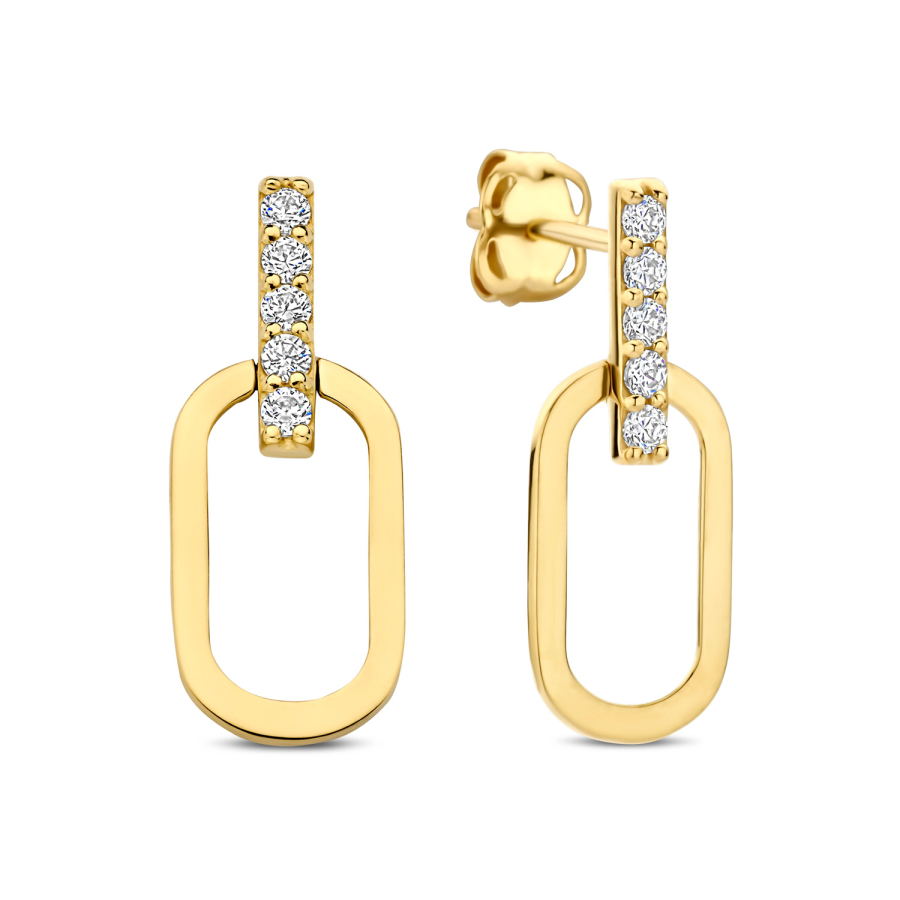 Ohrstecker Oval 10 Zirkonia Gold 585/000