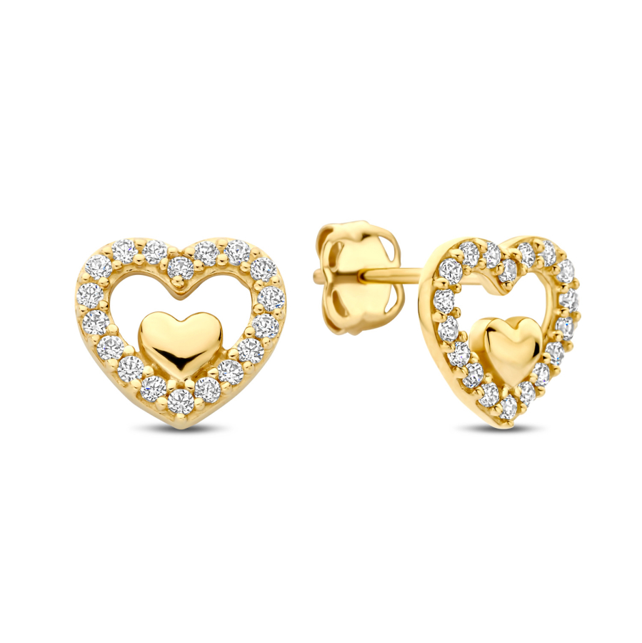 Ohrstecker Herzen 36 Zirkonia Gold 585/000