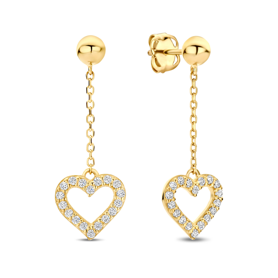 Ohrstecker Herz 36 Zirkonia Gold 585/000