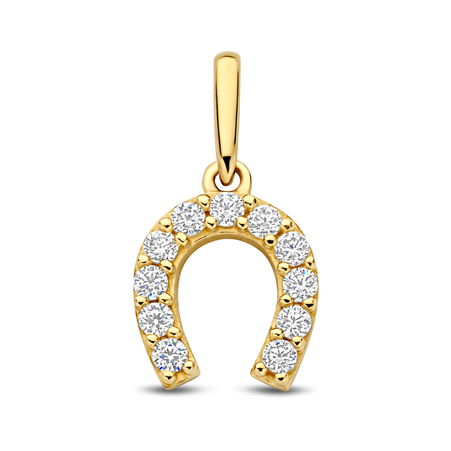 Anhänger Hufeisen 11 Zirkonia Gold 585/000