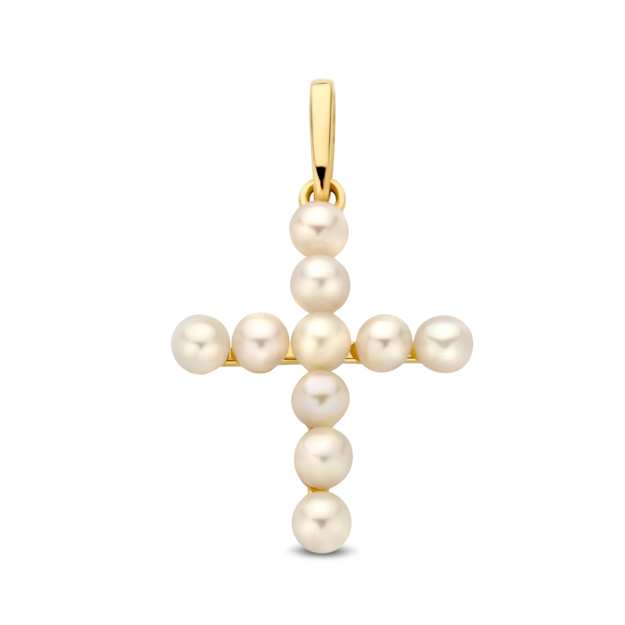 Anhänger Kreuz 10 Süßwasserzuchtperlen Gold 585/000
