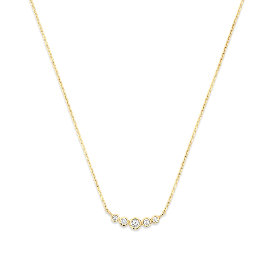 Collier 43/41/38 cm Curve mit Zirkonia Gold 585/000
