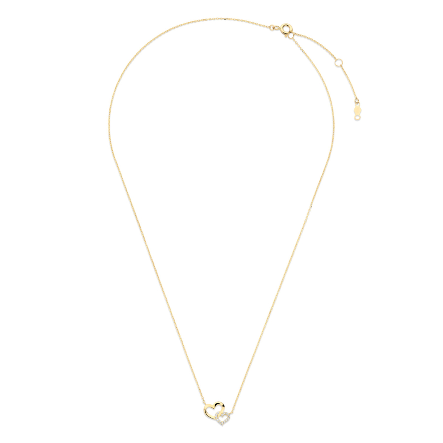Collier 43/41/38 cm mit zwei Herzen Gold 585/000