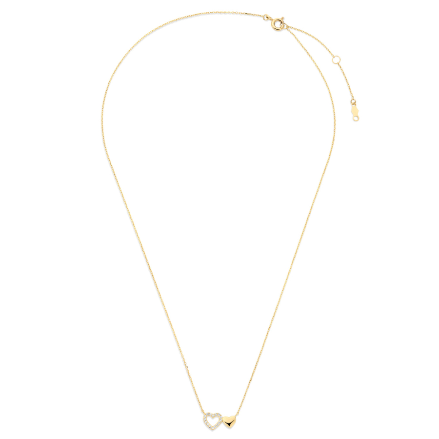 Collier 43/41/38 cm mit zwei Herzen Gold 585/000