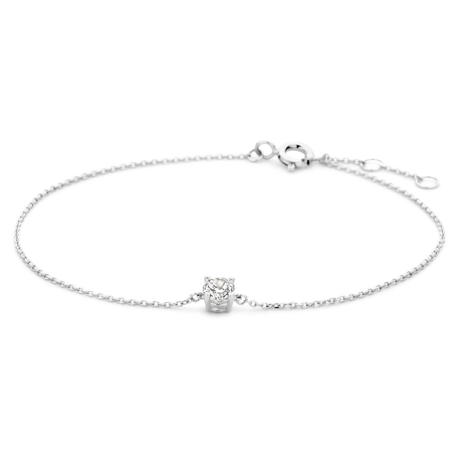 Armband 18/17/16 cm mit Zirkonia 4mm Weiß-Gold 585/000