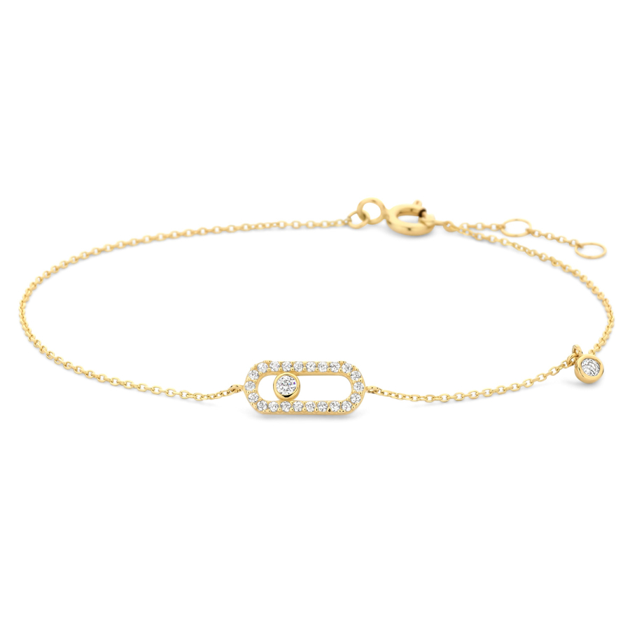 Armband 18/17/16 cm Oval & Einhänger mit Zirkonia Gold 585/000