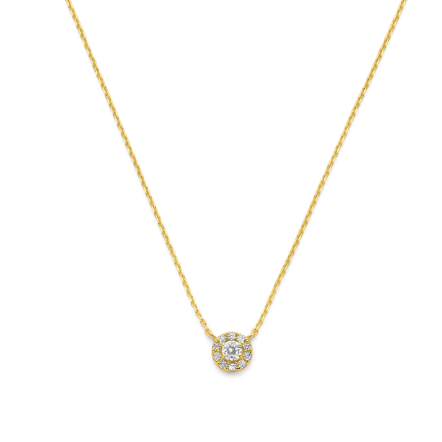 Collier 43/41/38 cm mit Zirkonia Gold 585/000