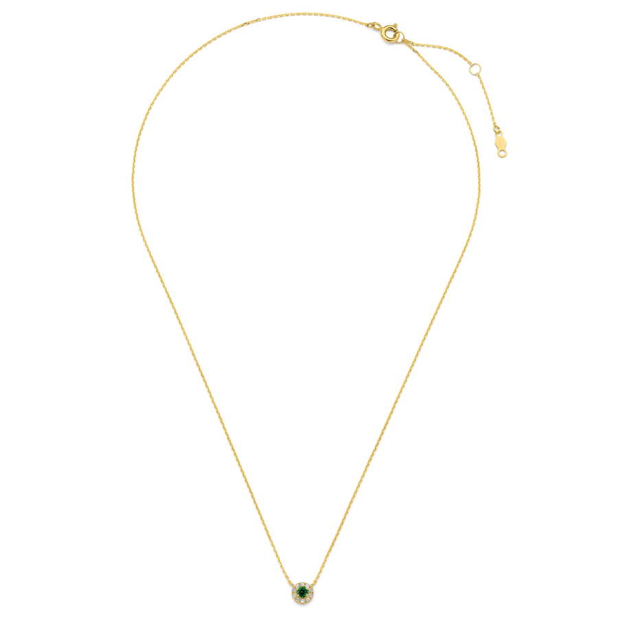 Collier 43/41/38 cm mit Zirkonia weiß/grün Gold 585/000