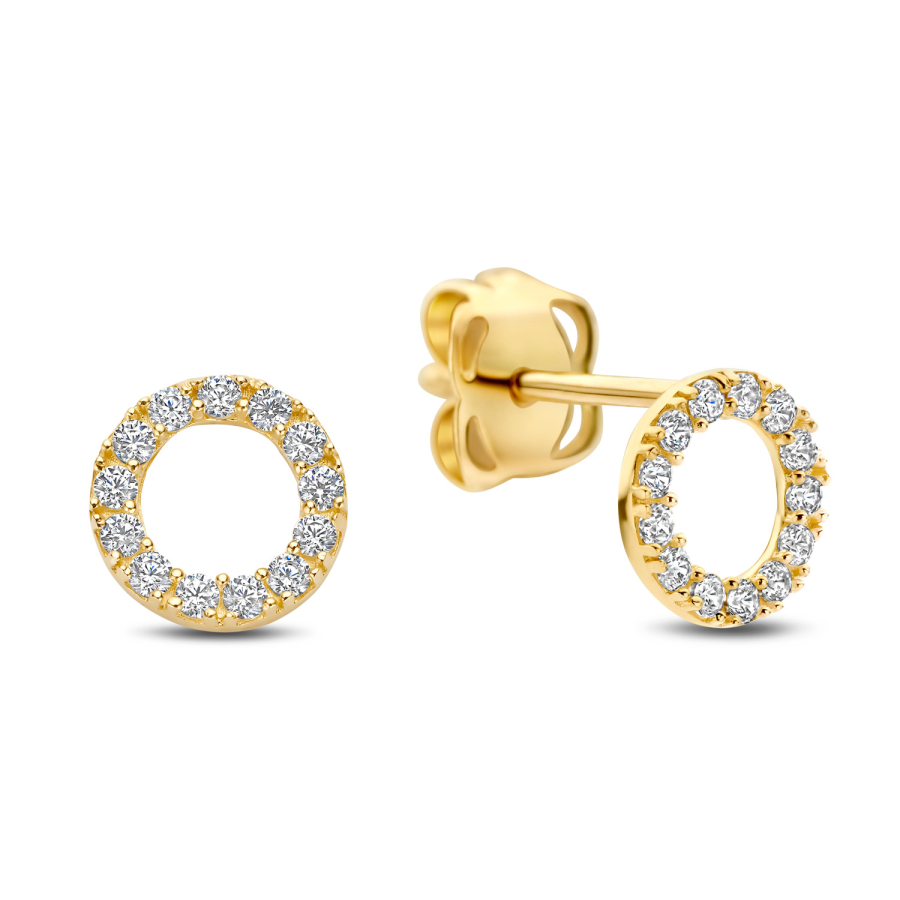 Ohrstecker Circle Ø 3,7mm 16 Zirkonia Gold 585/000