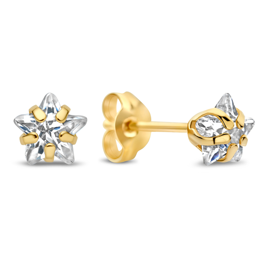 Ohrstecker 5mm mit Stern-Zirkonia Gold 585/000