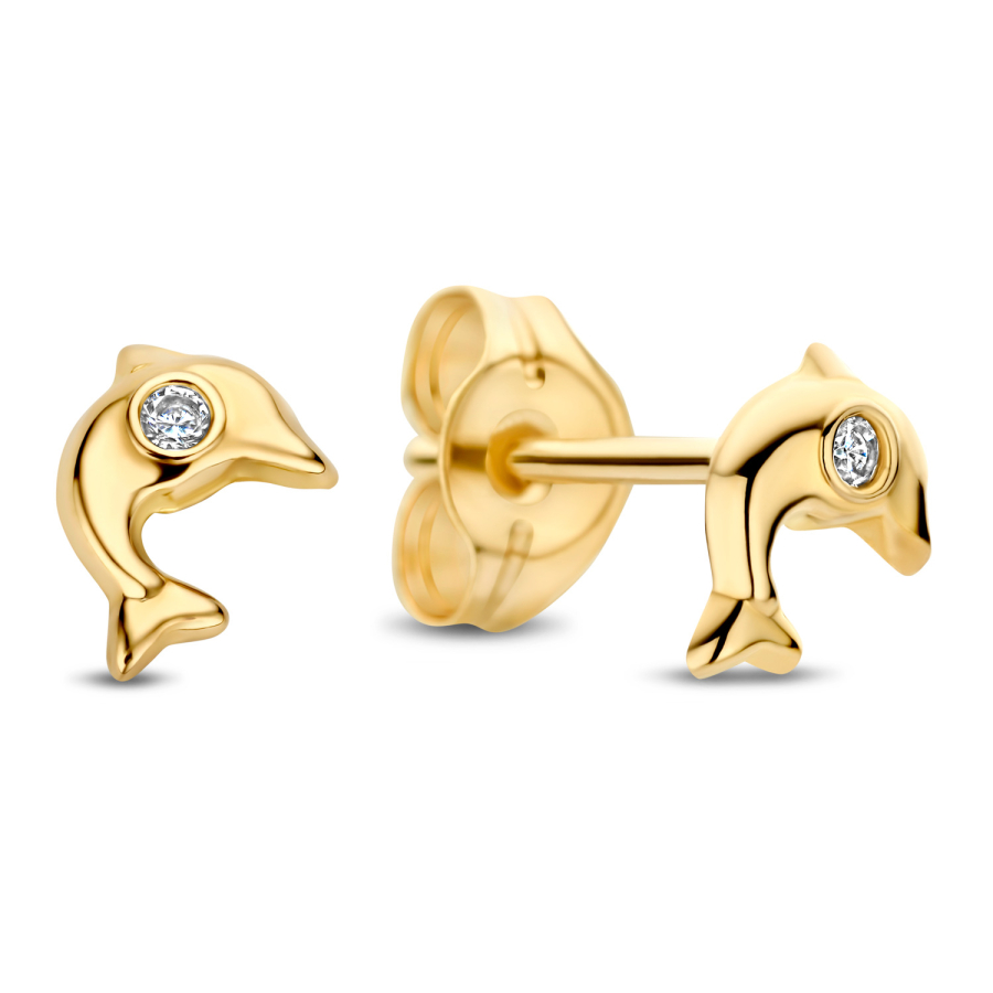 Ohrstecker Delphin 5,5mm Zirkonia Gold 585/000
